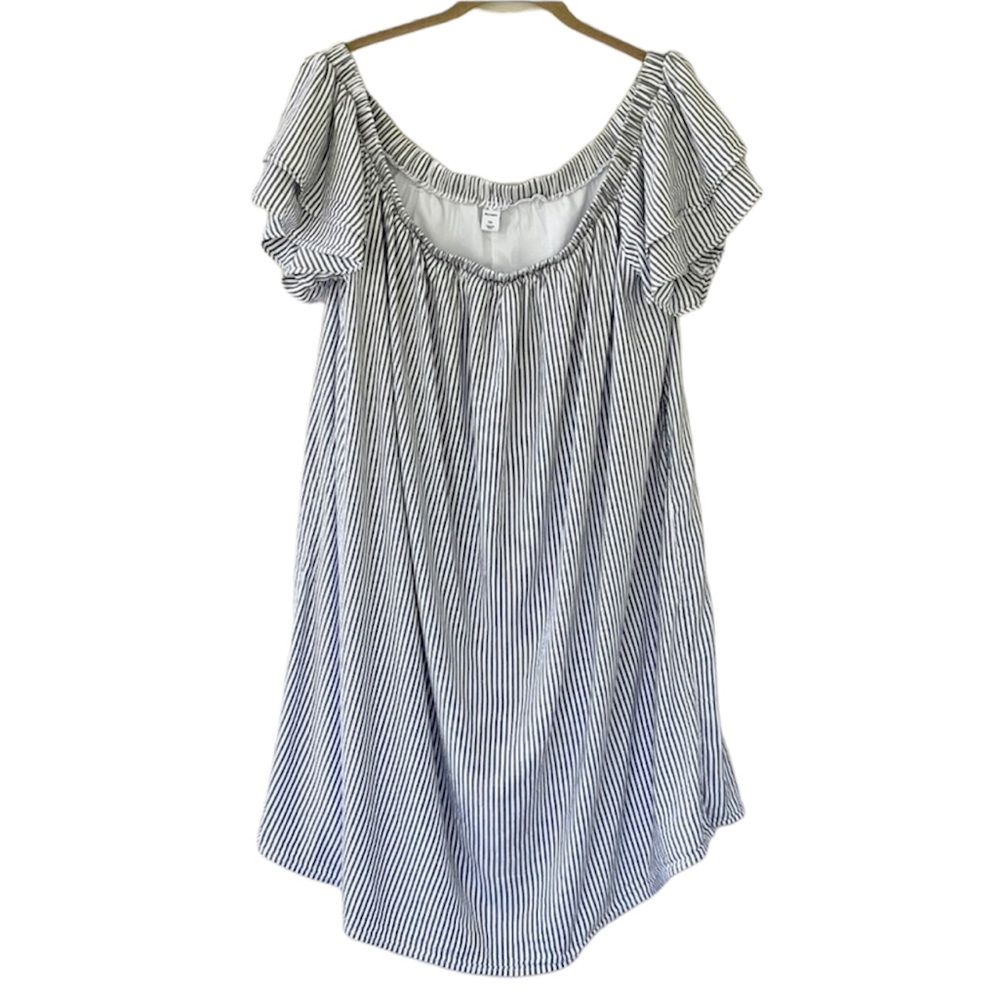 Old Navy Blue and White Stripe Cascading Off The Shoulder Dress Size XXL